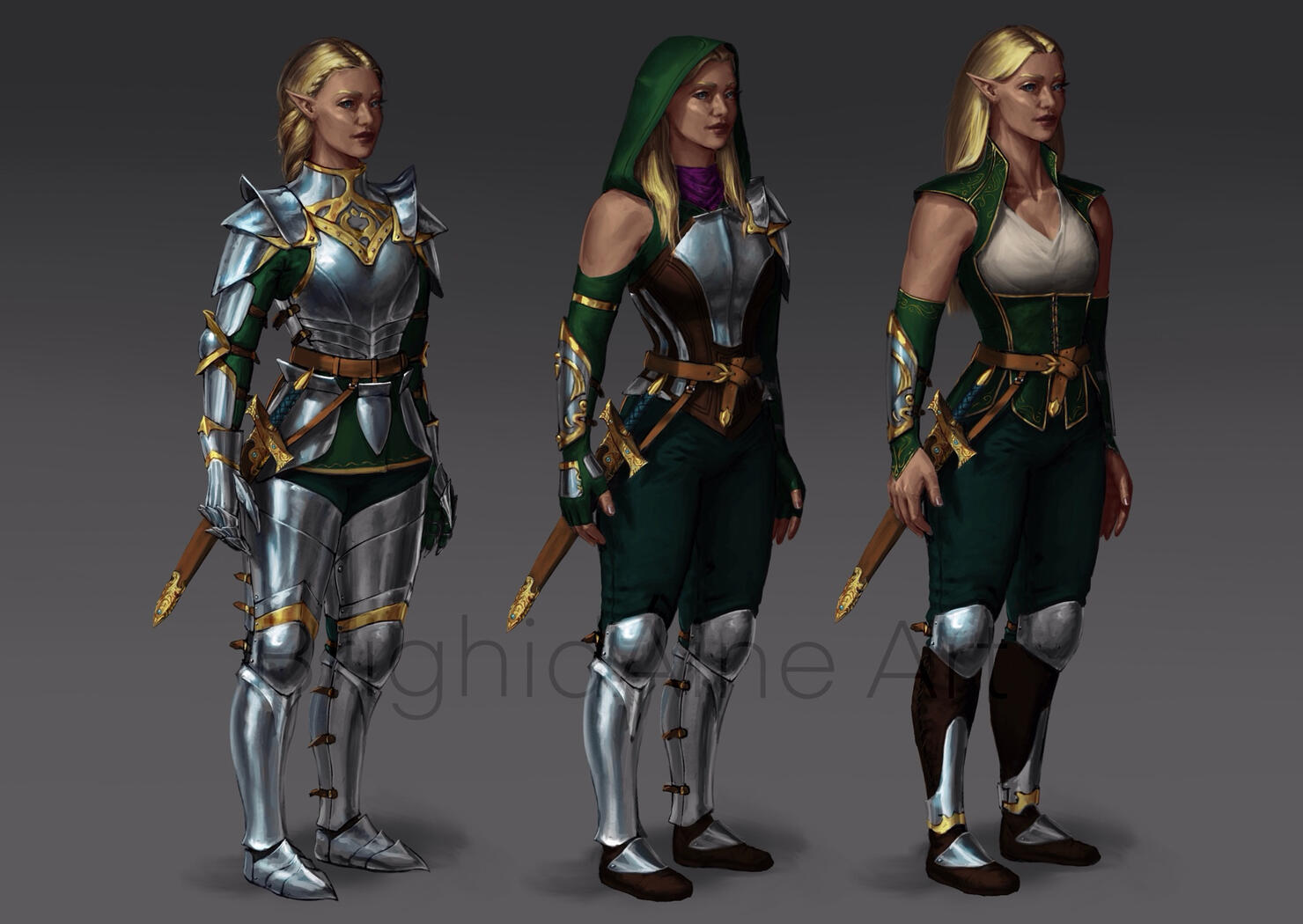 Final colour choice, green fabric with gold accents on the metal